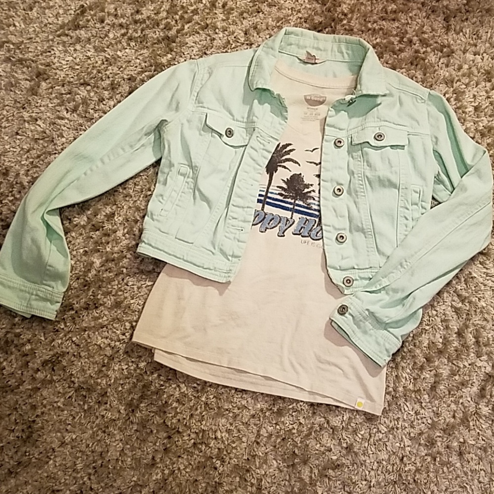 Arizona cropped teal jacket